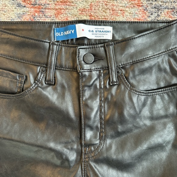 Old Navy Leather Hi Rise OG Straight Pants - Picture 2 of 3